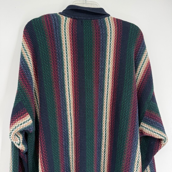 Cotton traders 3D Knit Grandpa Sweater Mens Size L Blue Gold Y2K Vintage - Picture 9 of 10